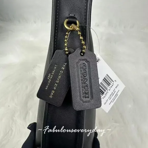 COACH Curve Zip Bag Shoulder Bag In Glovetanned Leather/Gold/Black CAF11 NWT - Picture 5 of 9